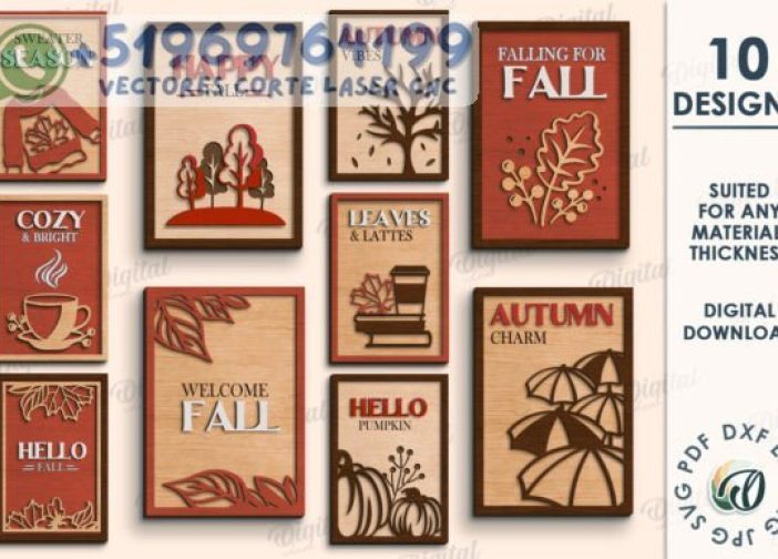 Letreros de pared 3D de otoño