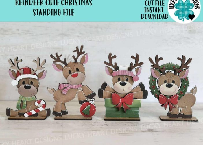 Lindo letrero navideño de pie con reno