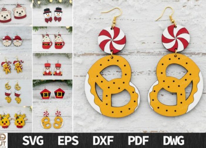 Lindo paquete SVG de pendientes navideños