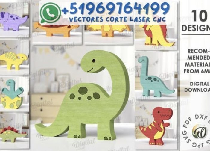 Lindo paquete de adornos de dinosaurios