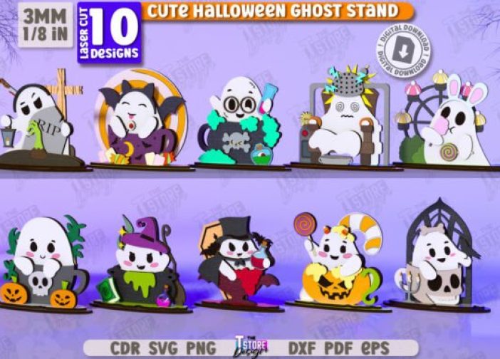 Lindo paquete de fantasmas para halloween