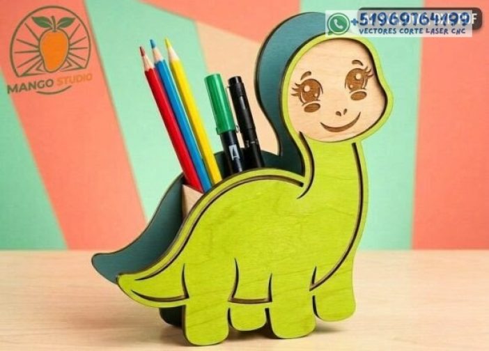 Lindo portalápices de dinosaurio Para mas Vectores Whatsapp 51969764199