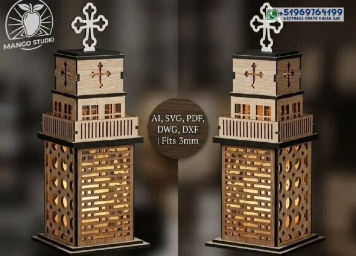 Linterna LED Catedral 3D SVG DXF 3mm