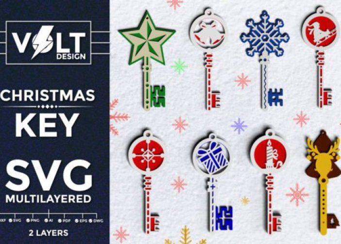 Llave mágica navideña 3D SVG multicapa