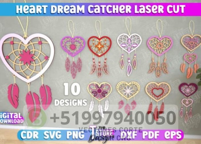 Lote de atrapasueños con forma de corazón