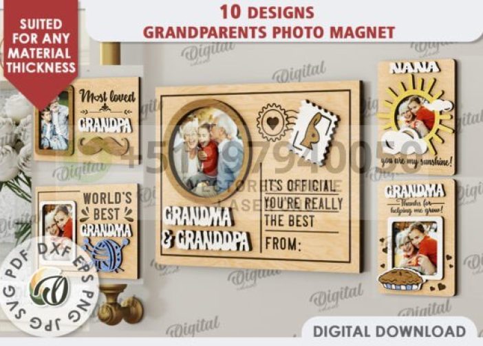 Lote de imanes láser con fotos de abuelos