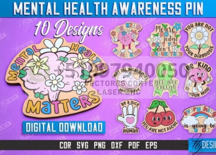 Lote de pins de concienciación sobre la salud mental