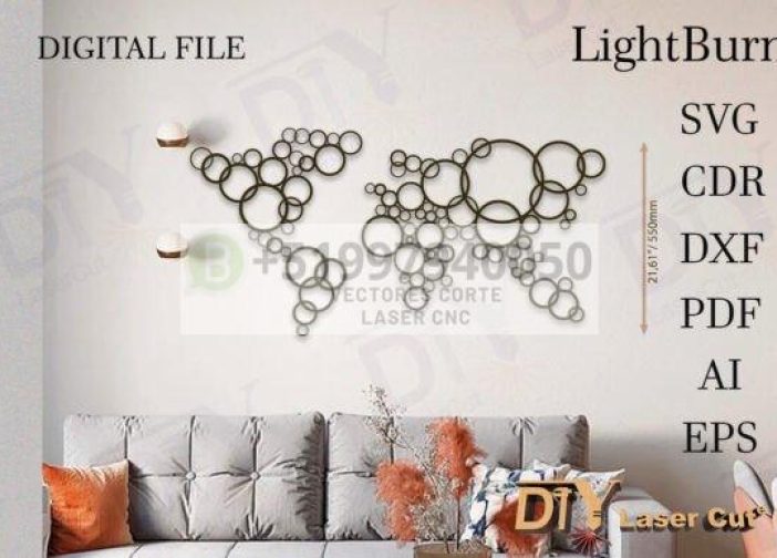 Mapa del mundo con círculos para pared