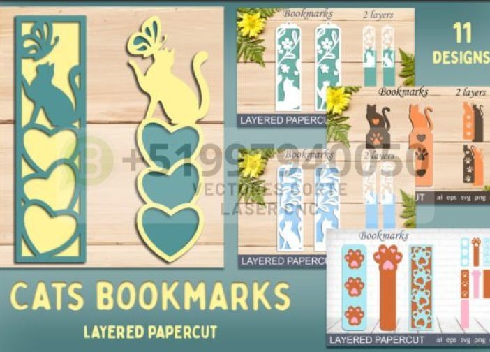 Marcapáginas de gatos 3D