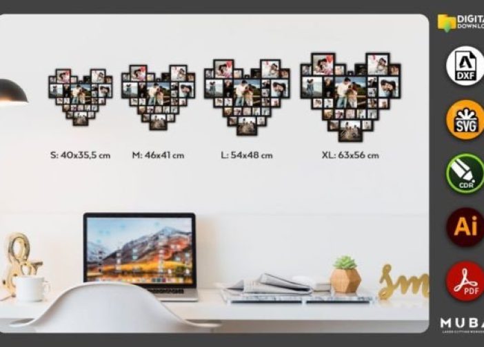 Marco de fotos en forma de corazón san valentin