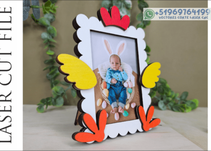 Marco de fotos en forma de de pollito de Pascua Para mas Vectores Whatsapp 51969764199