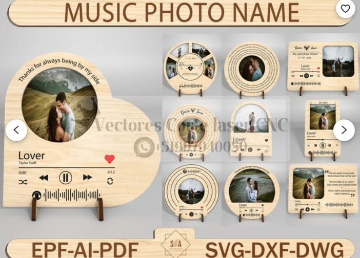 Marcos de fotos de placa de canción personalizados