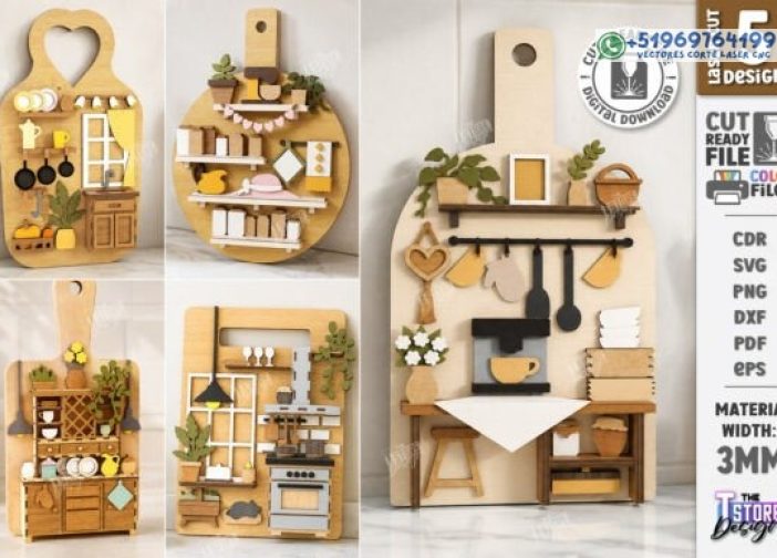 Mini juego de corte por láser de tabla de cortar de cocina