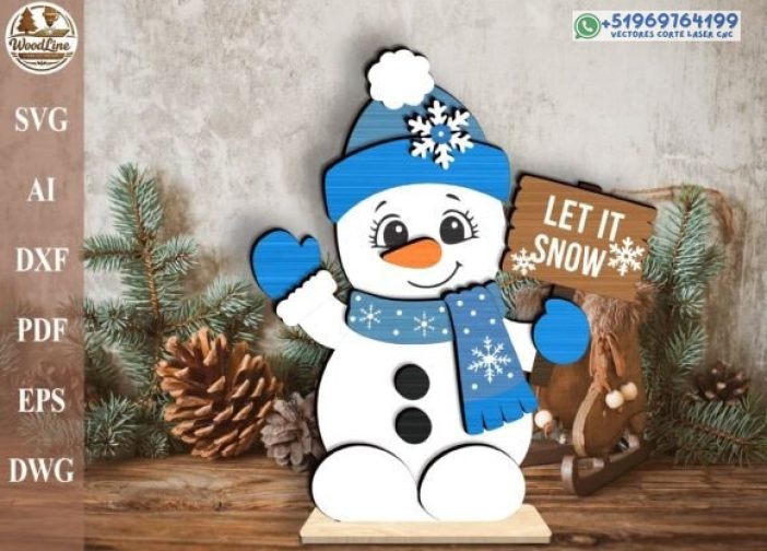 Muñeco de nieve estante niñera archivo de corte láser SVG 2