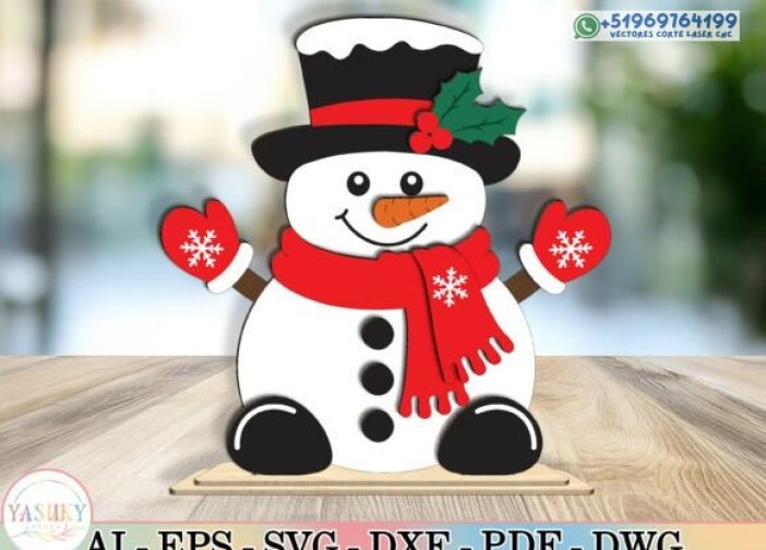 Niñera de estante de muñeco de nieve en capas SVG