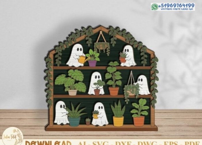 Niñera de estante de plantas de Halloween SVG 1