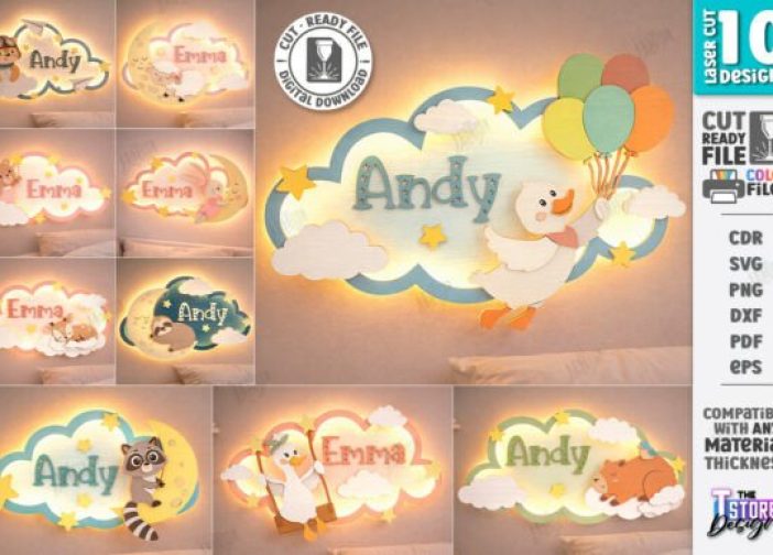 Nube con nombre LED personalizada para bebes cuartos