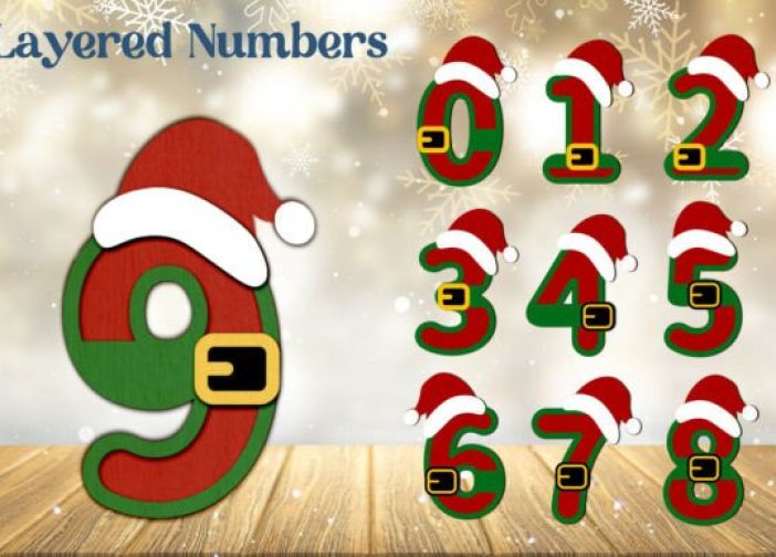 Números navideños 3D decoración en capas