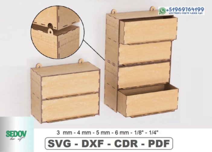 Organizador de cajones de pared modular cortado con láser
