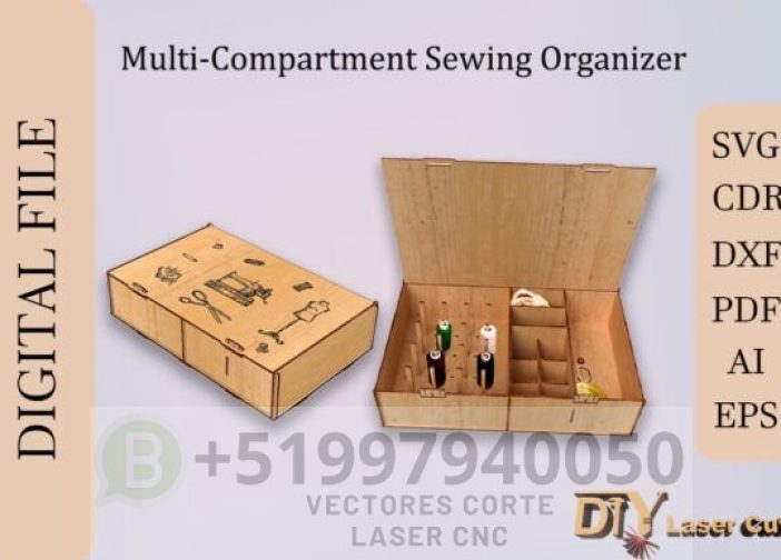 Organizador de costura con múltiples compartimentos
