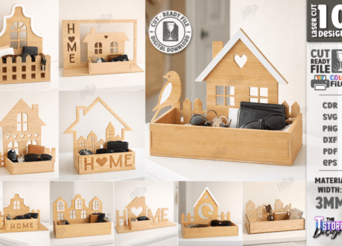 Organizador de escritorio con forma de casa