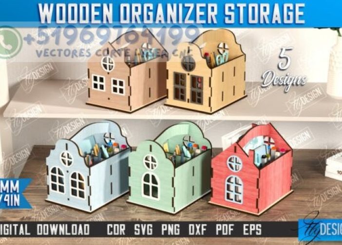 Organizadores de escritorio con forma de casa 3D