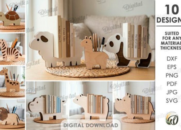 Organizadores de soportes de animales 3D libros y lapices