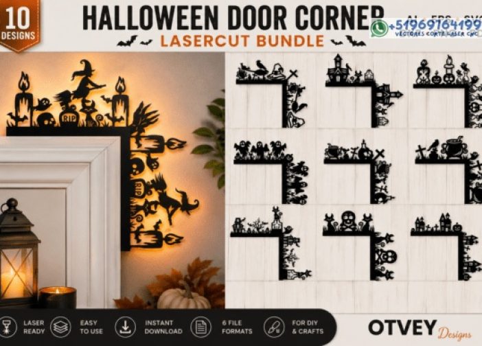 PAQUETES de corte láser de esquina de puerta de Halloween