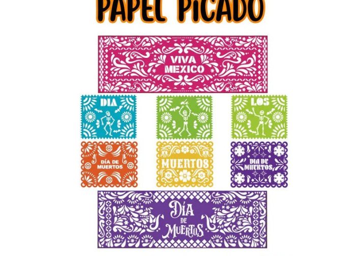 Pack 150 diseños de papel picado para dia de muertos