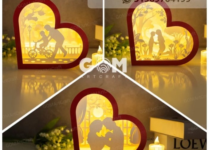 Pack 3 heart lanterns family day
