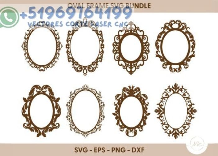 Pack Marco de espejo ovalado decorativo1