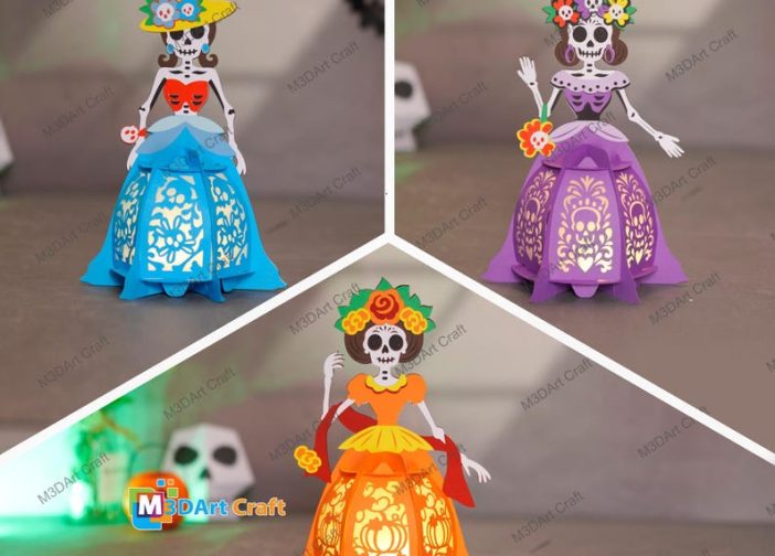 Pack de 3 plantillas de faroles de catrina
