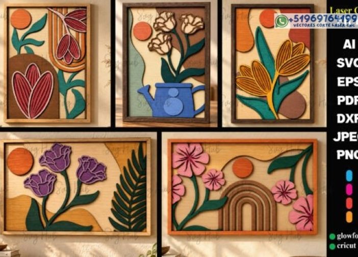 Pack de 5 Cuadros Florales Modernos