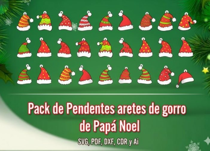 Pack de Pendientes aretes de gorro de Papá Noel