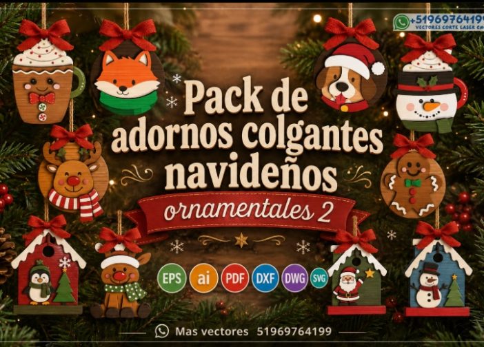 Pack de adornos colgantes navideños ornamentales 2
