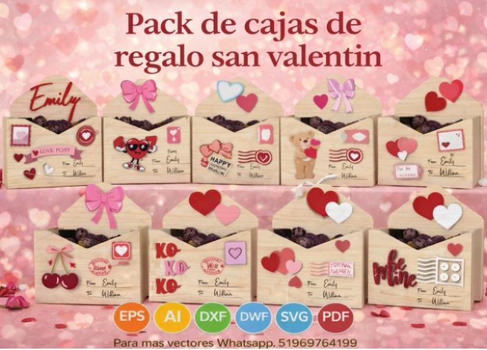 Pack de cajas de regalo san valentin