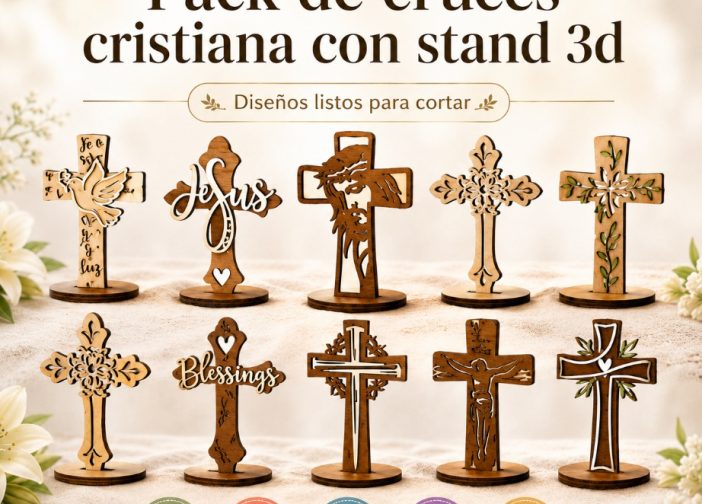 Pack de cruces cristiana con stand