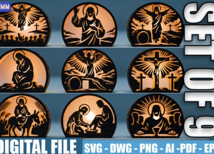 Pack de cuadros cristianos con luz de fondo