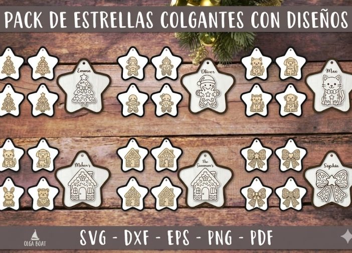 Pack de estrellas colgantes con diseños