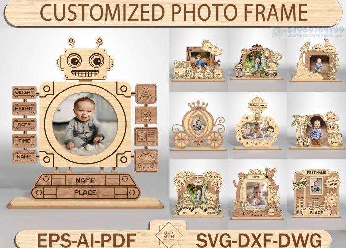 Pack de marcos de fotos de nacimiento para bebe