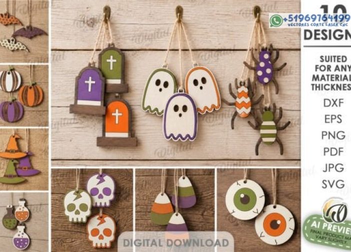 Pack de ornamentos colgantes de Halloween