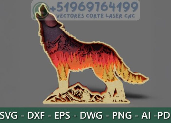 Paisaje forestal 3D de lobo