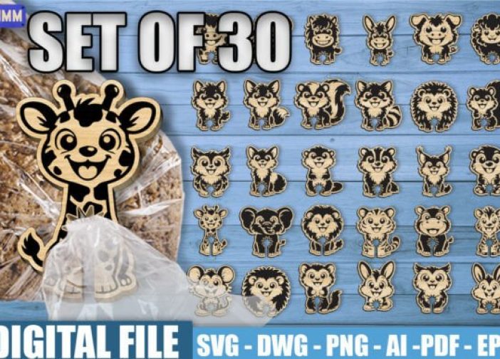 Paquete SVG de 30 animales para cerrar bolsas de pan