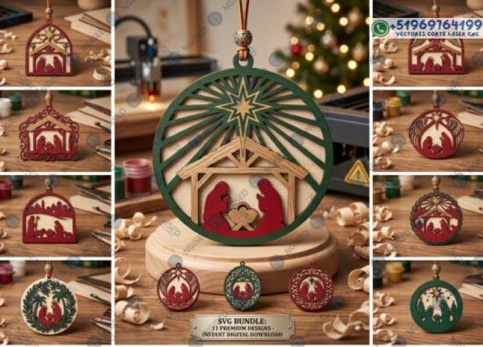 Paquete SVG de adorno de Natividad de Navidad