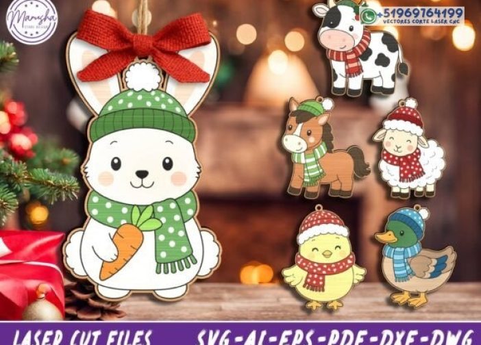 Paquete SVG de adorno de animales de Navidad