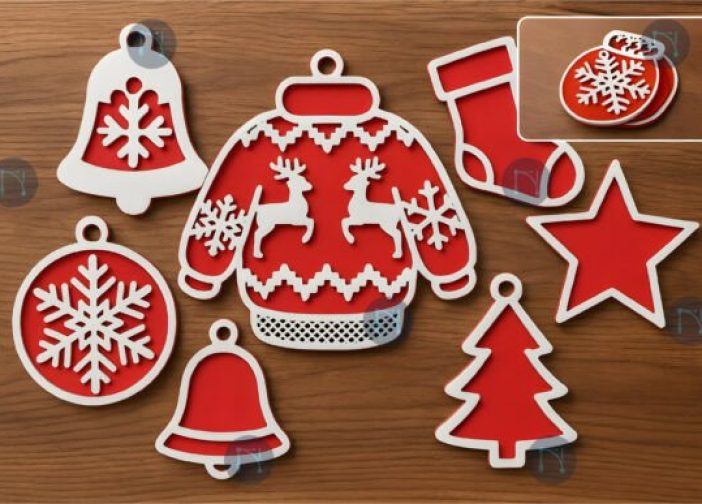 Paquete SVG de adornos colgantes navideños