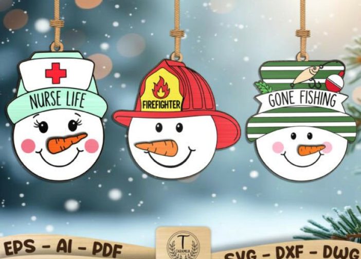 Paquete SVG de adornos de profesión de muñeco de nieve