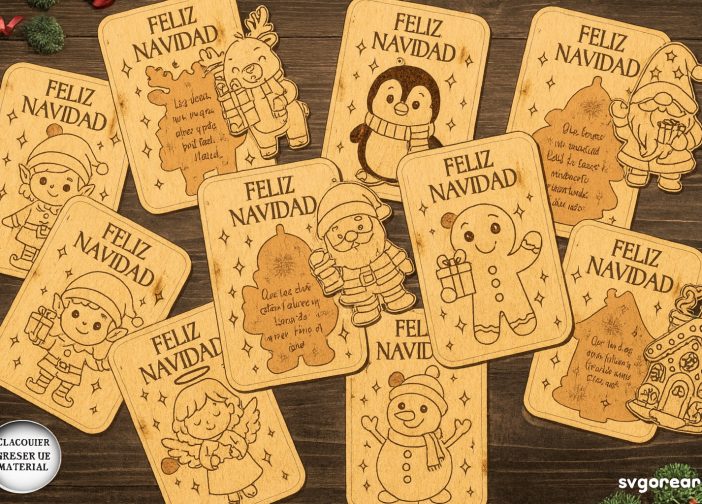 Paquete SVG de adornos de tarjetas navideñas