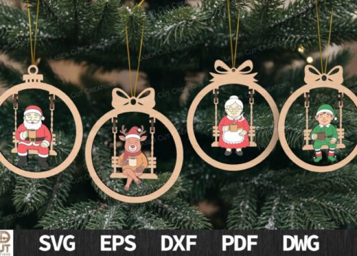 Paquete SVG de adornos navideños con forma de columpio