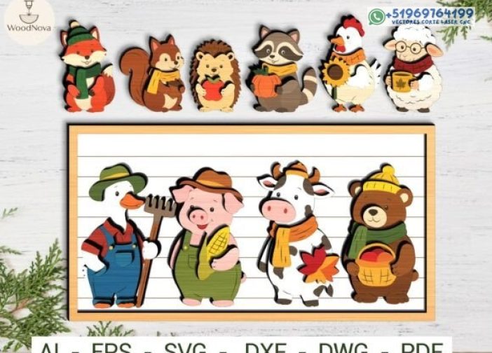 Paquete SVG de animales del bosque de granja de otoño